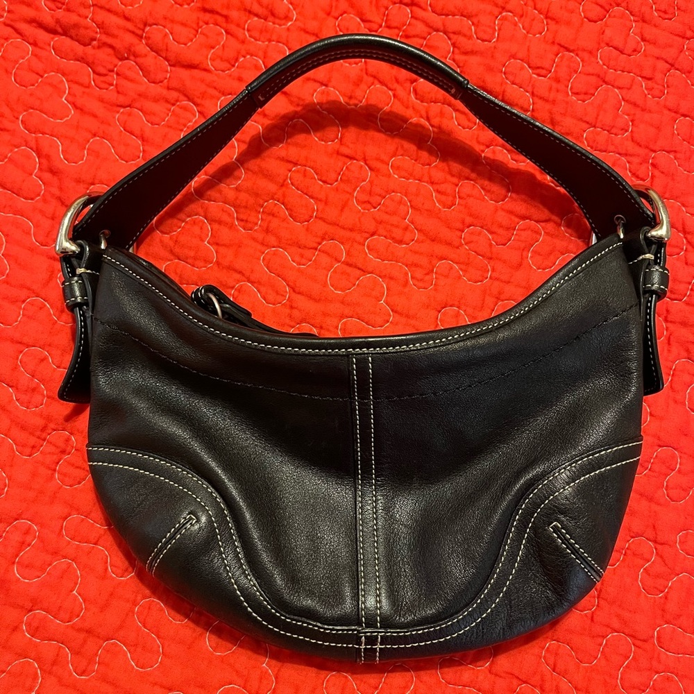 Coach Black Leather Shoulder Bag Y2K